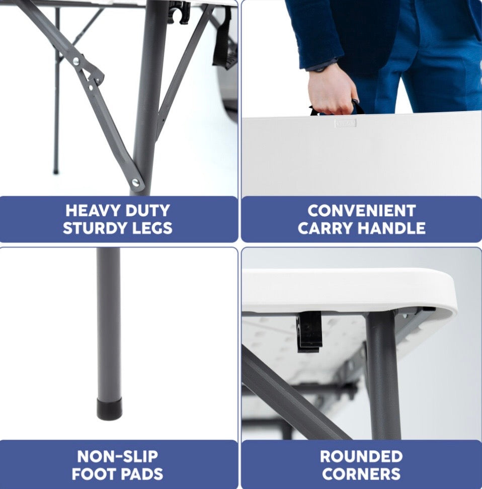 3FT Square White Folding Table