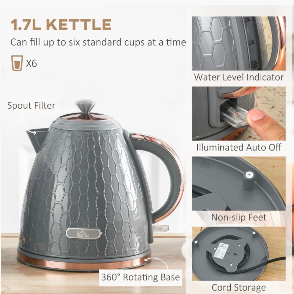 1.7L Kettle and 4 Slice Toaster Set