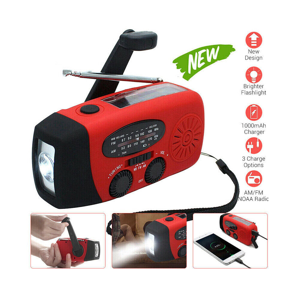 Hand Crank Dynamo Wind-Up Solar Torch / Radio