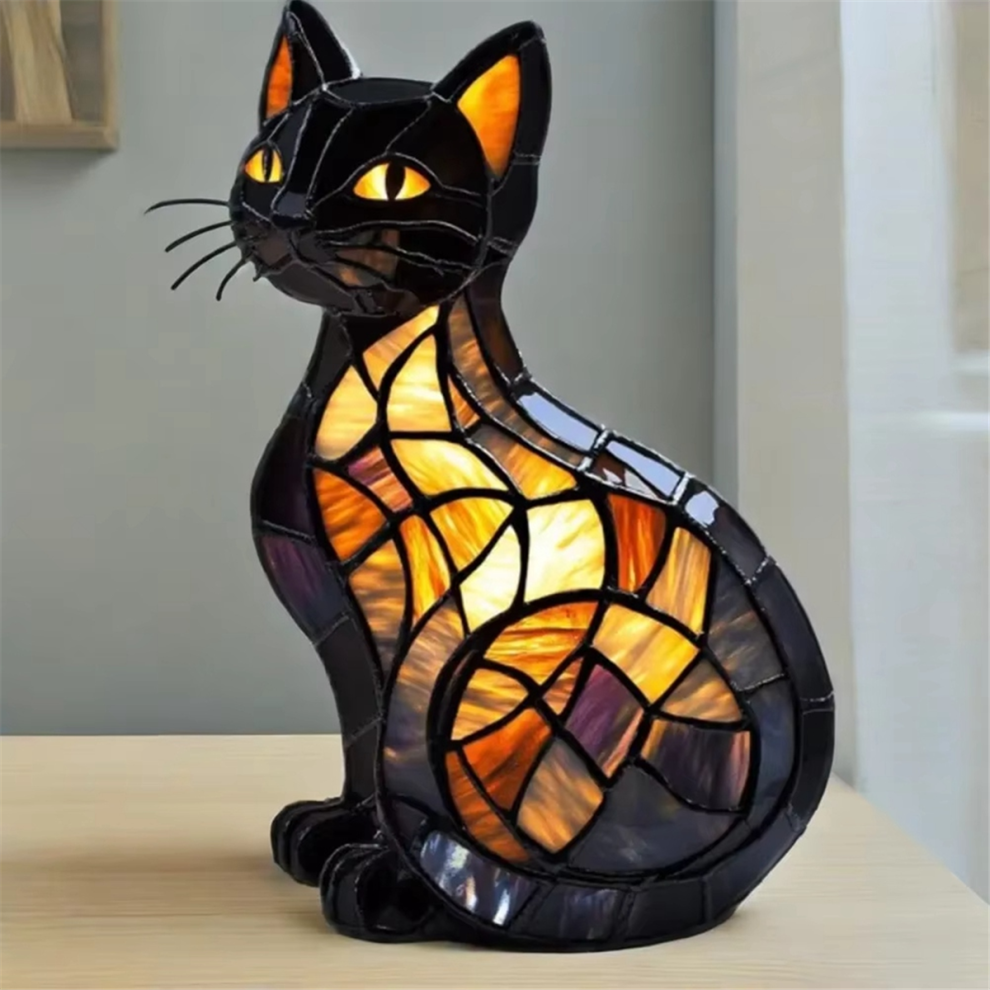 Stained Glass Cat Lamp