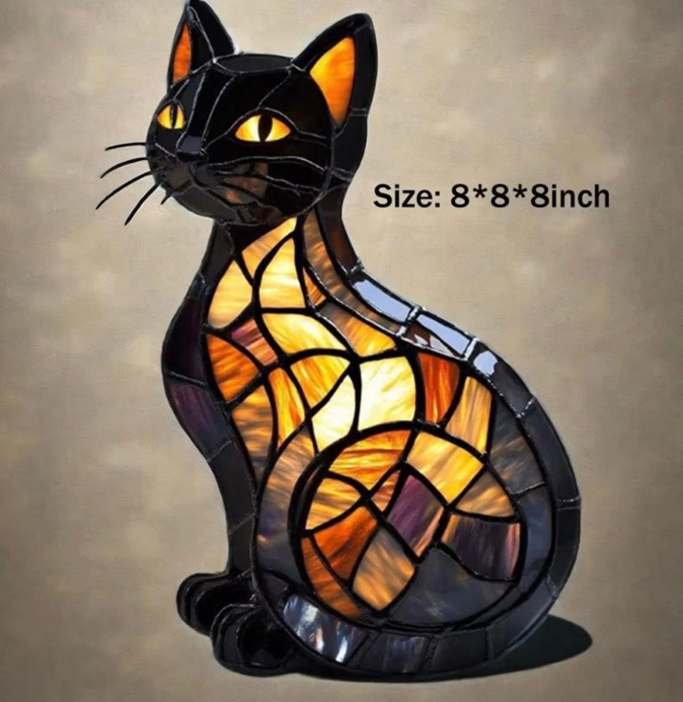 Stained Glass Cat Lamp