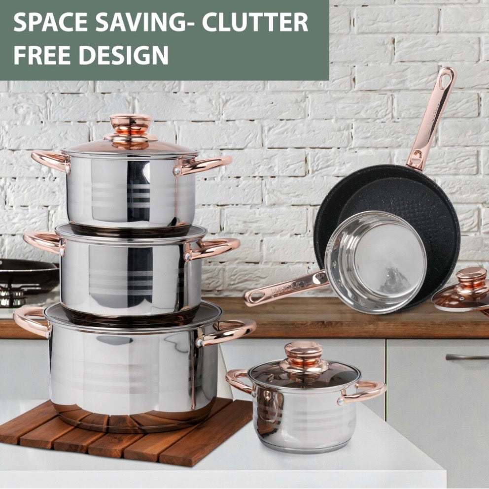 12 Piece Stainless Steel Saucepan Set