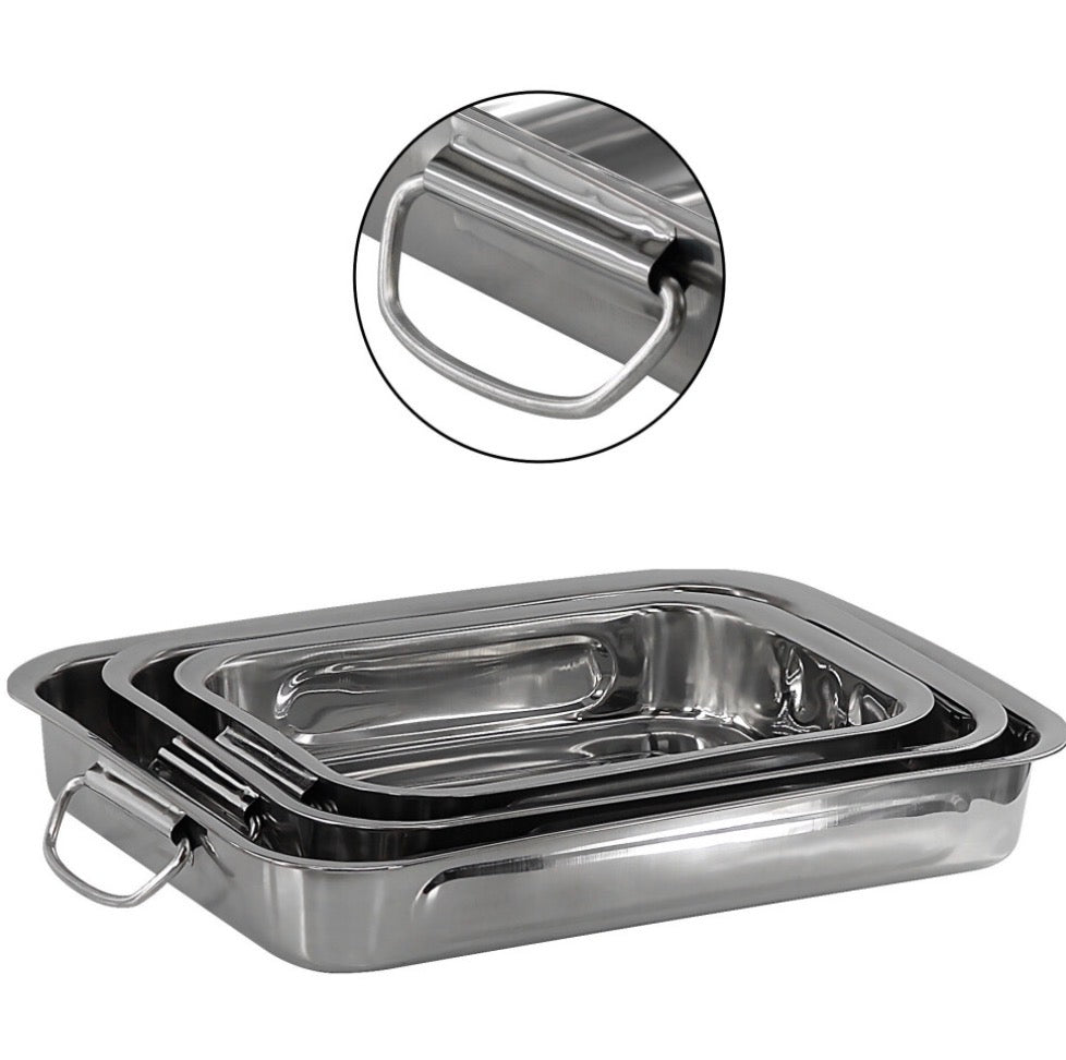 3-Piece Stainless Steel Roasting Trays Set