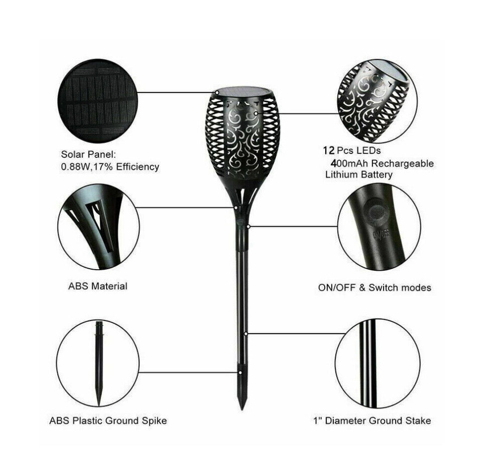 4pk Flickering Flame-Style Garden Solar Lights