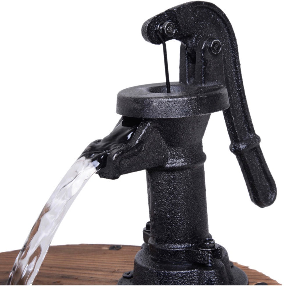 Wood Barrel Water Feature and Planter